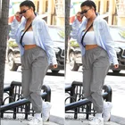 Светоотражающие брюки, женские брюки, шаровары, повседневные свободные джоггеры, эластичные однотонные длинные женские брюки в стиле панк, свободные штаны с высокой талией