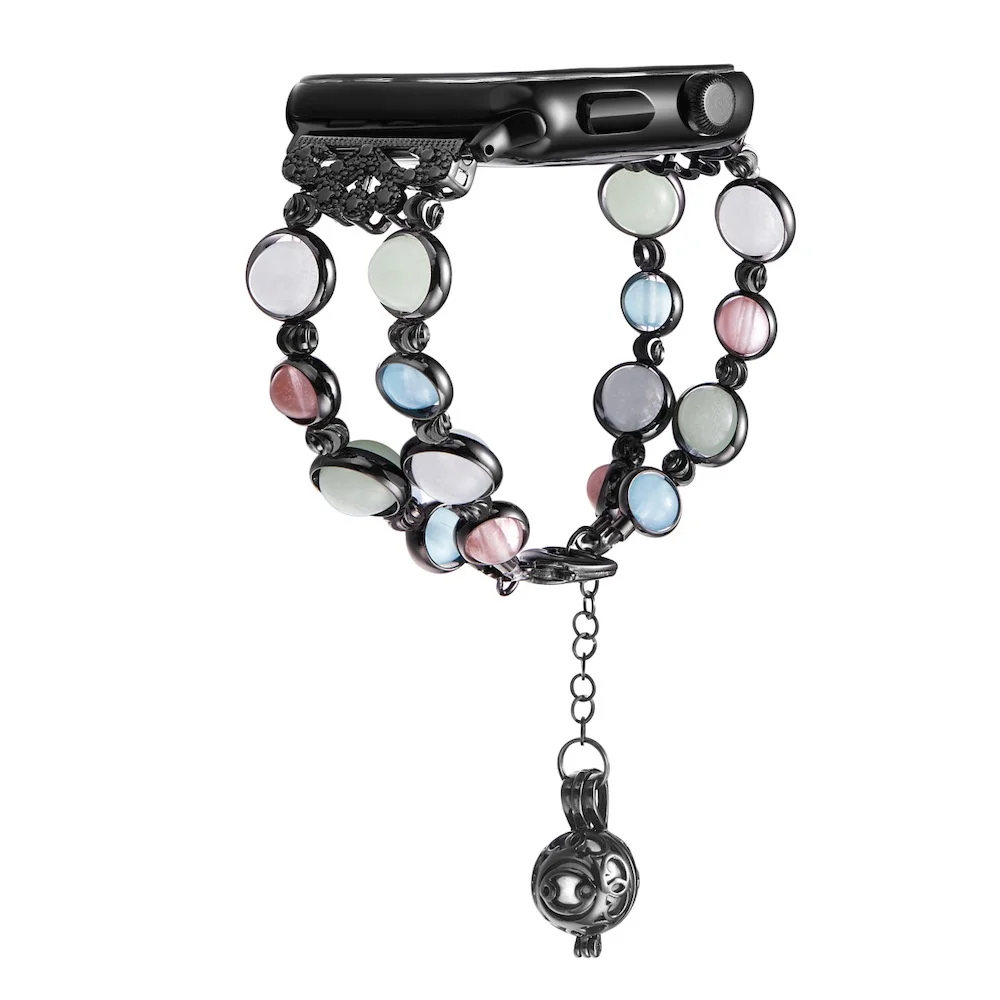 Moonlight Pearl Jewelry Strap for Apple Watch 7 SE 6 5 4 Band 41mm 45mm 44mm Metal Bracelet Strap Woman WatchBand 38 40