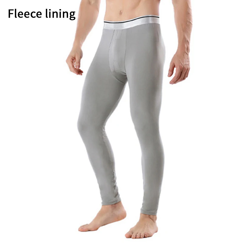 Gray fleece lining Горячая Распродажа, кальсоны для мужчин, утолщенное термобелье, зимние теплые кальсоны для мужчин, термобелье, леггинсы, плотные - Цвет: Gray fleece lining