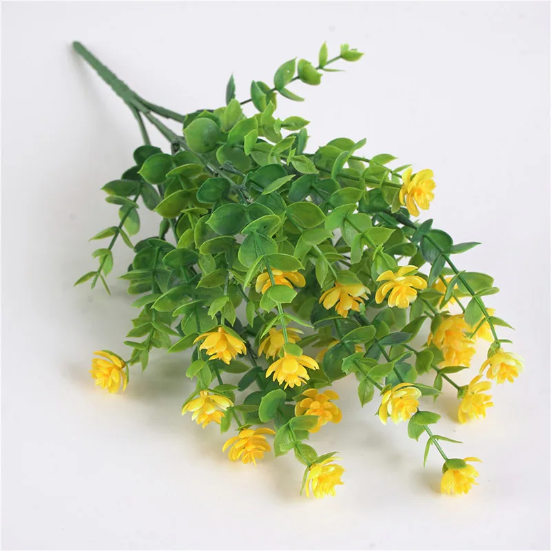35cm yellow 20 голов Зеленые искусственные листья большие листья эвкалипта Декоративные искусственные растения для домашнего магазина садовые вечерние украшения 50 см - Цвет: 35cm yellow