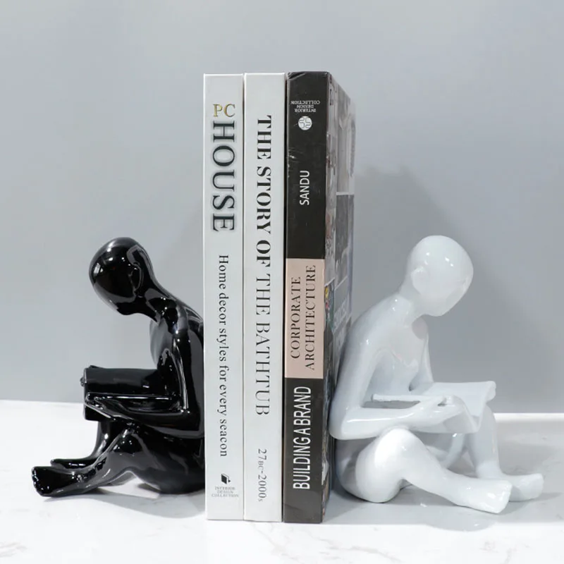 

Nordic Contracted Black Reader Figure Artware Character Sculpture Home Decoration Accessories Modern Art Resin Statue Ornament