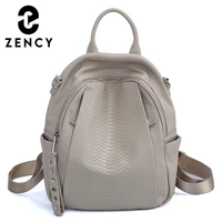 zency genuine leather backpack for women fashion alligator rivet simple satchel female shoulder travel school bag rucksack girl
