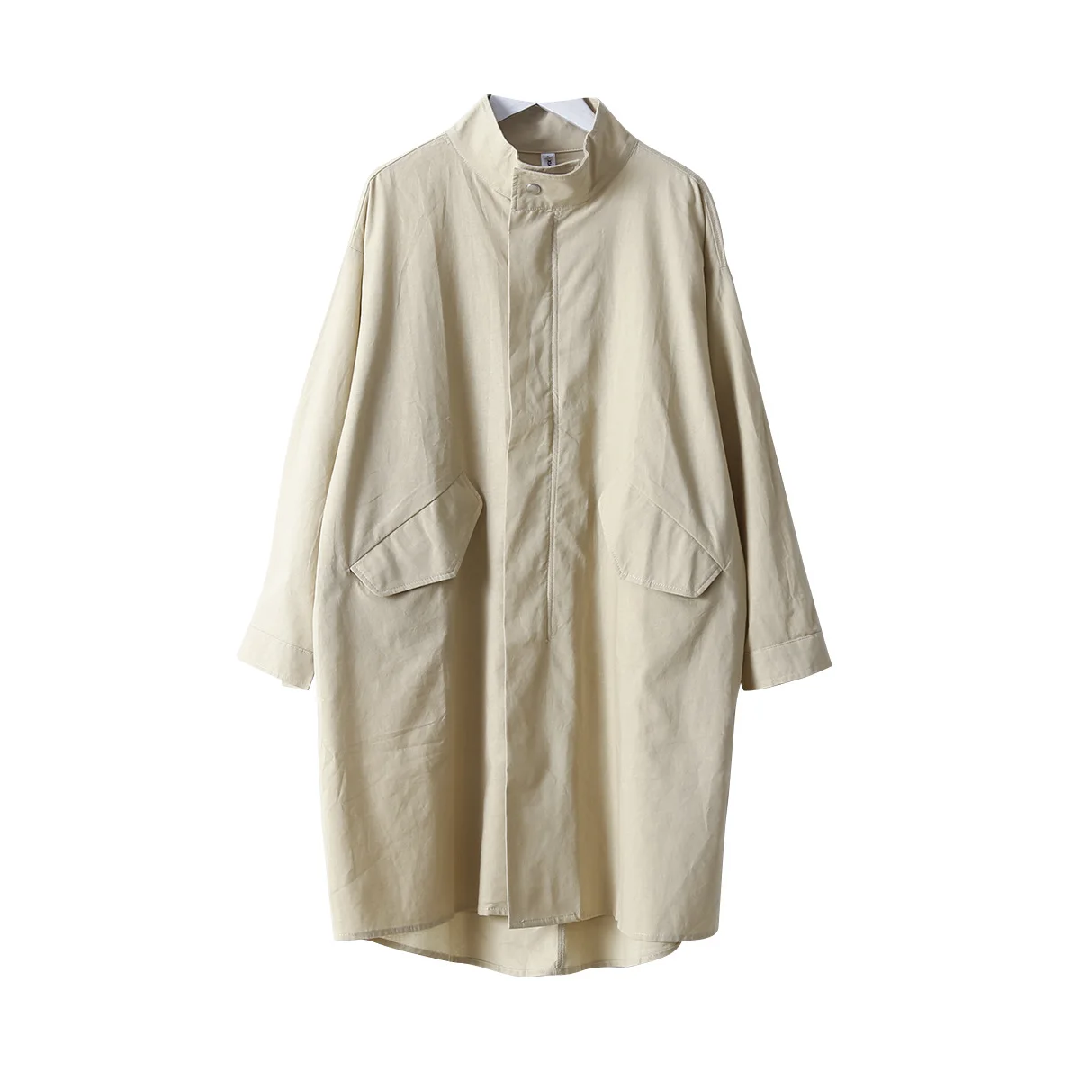 

2020 Solid Color Cotton Windbreaker With Pocket Casual Loose Female Trench Coat Chic Wild Blazer Coats