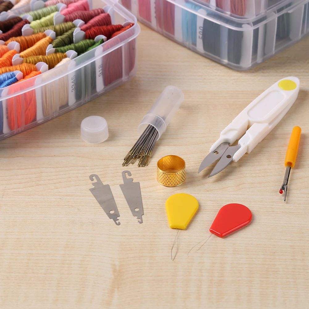 

192 Colors Cross Stitch Embroidery Thread Set with Tools for DIY Bobbin Cross Stitch Sewing Crafts Storage Holder Box