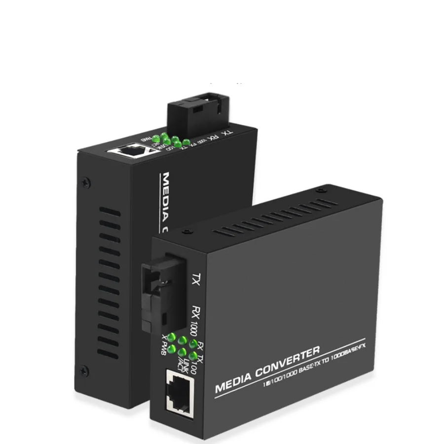 1 Pair Fiber Optic Media Converter Gigabit 10/100/1000Base Single-mode Single Fiber Transceiver 20Km Photolectric Transducer