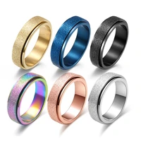 6mm spinner wedding ring for women men stress release rotatable sandblasting stainless steel bands casual tail exquisite ring