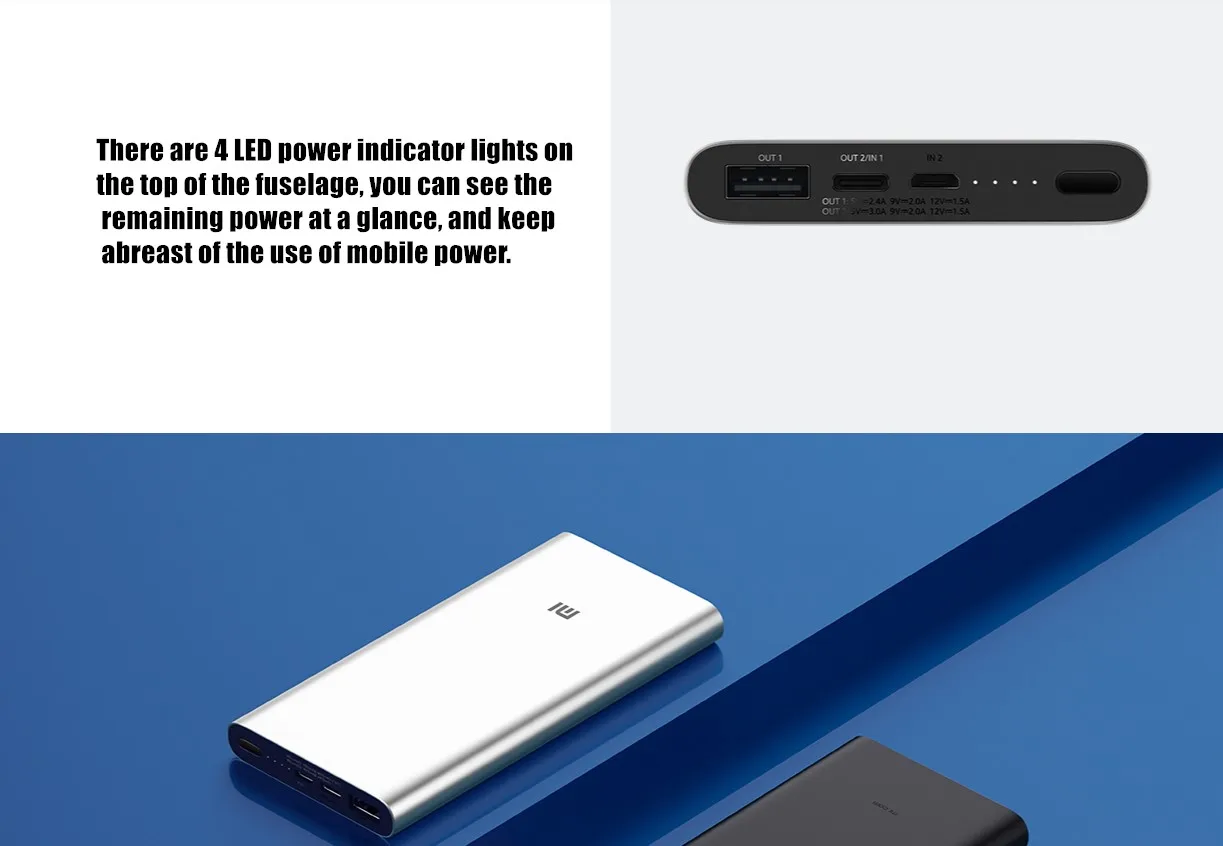 xiaomi mobile power 3 10000mAh USB-C двухсторонняя версия быстрой зарядки power bank QC3.0 портативное зарядное устройство 2 USB 10000mAh