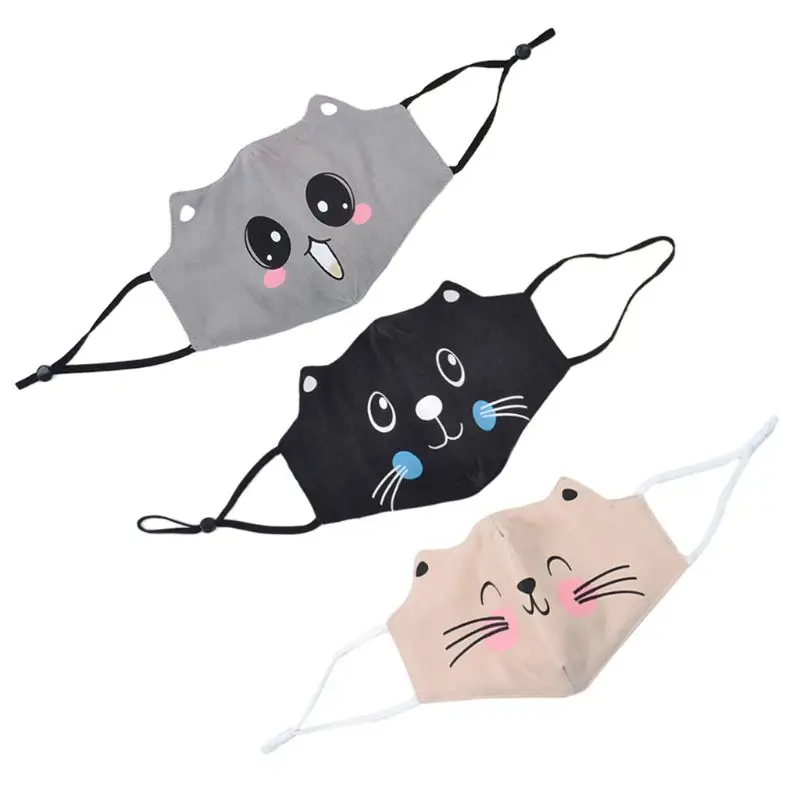 

Kids Sweet Cartoon Cat Ears Dustproof Face Mask Anti Pollution Cotton Washable Breathable Protective 3D Mouth Cover