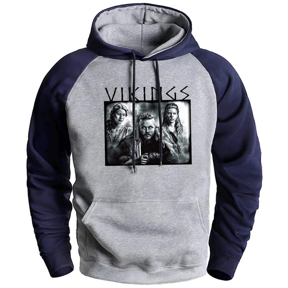 

Fashion Vikings Print Man Sweatshirt Fleece Oversize Loose Hooded Streetwear Male Comfortable Cartoons Oversize Anime Hoodies