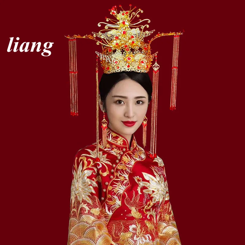 

imperial/royal crown Retro Chinese Headdress Crown Bride Jewelry Rockhopper Costume Set Wedding Jewelry Crown Accessories
