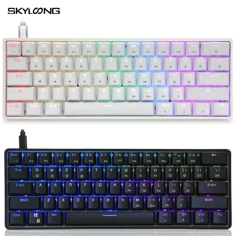 SKYLOONG GK61 Mini Portable 60% Gamer Mechanical Keyboard Wireless Bluetooth RGB Backlit Gaming Keyboard SK61 For Desktop iPad