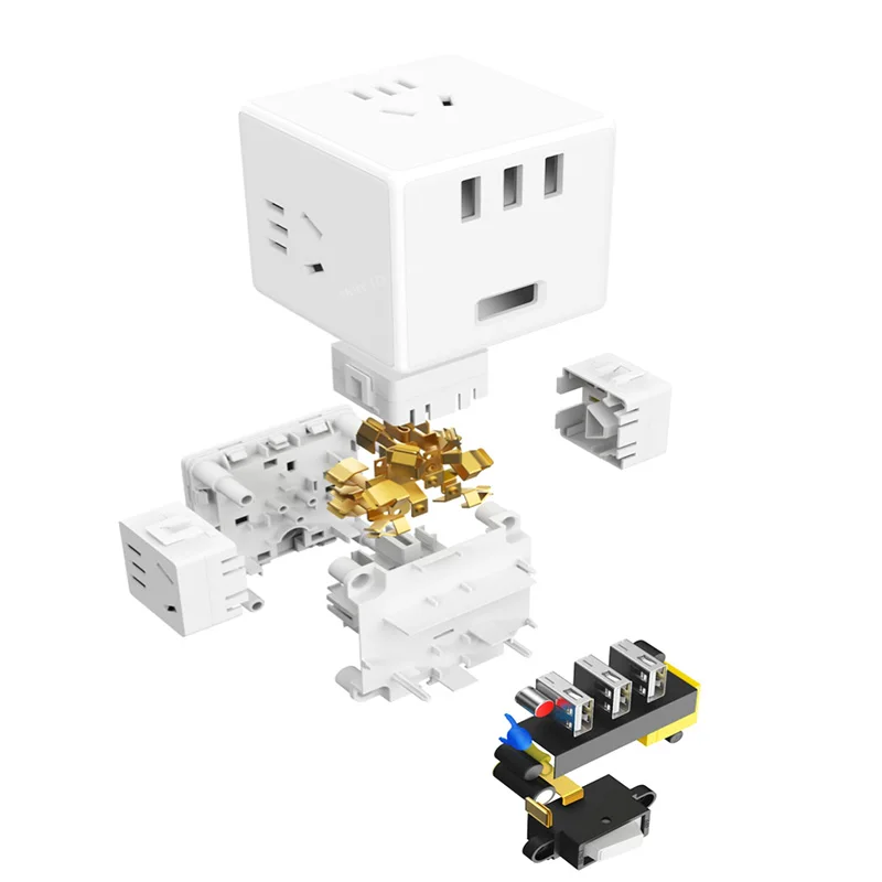 Original Xiaomi Cube Hub Wireless Converter Design Strip 3USB Socket PD Fast Charger Plug-in Power Electric Tow Board | Электроника
