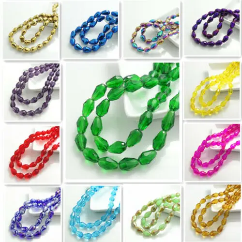 

Wholesale 8x12mm 40pcs Faceted Teardrop glass crystal Jewelry Making loose Spacer beads DIY