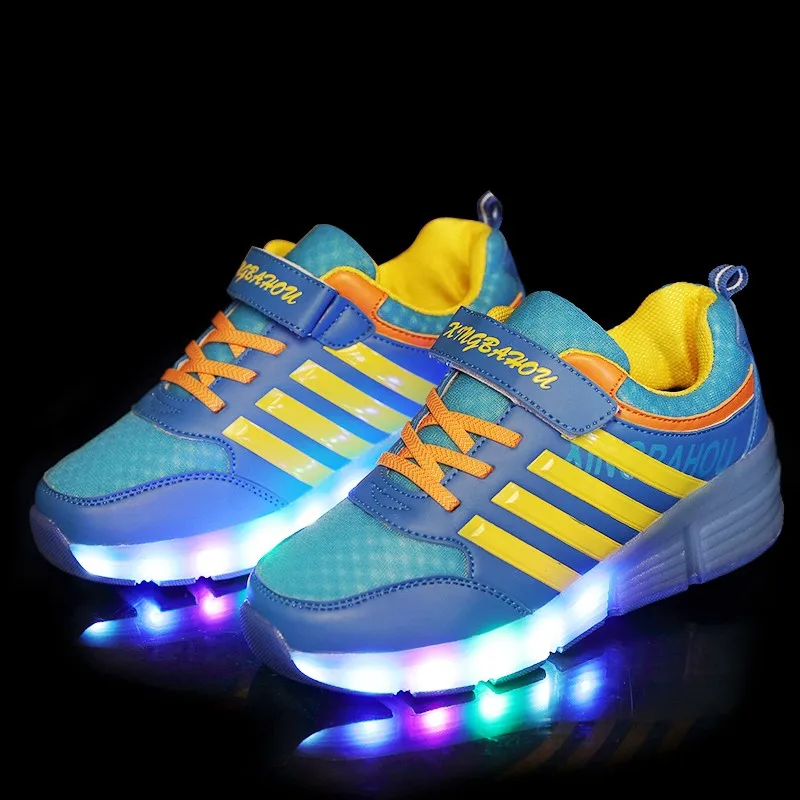 Детские светящиеся кроссовки с колесиками светодиодный светильник вверх