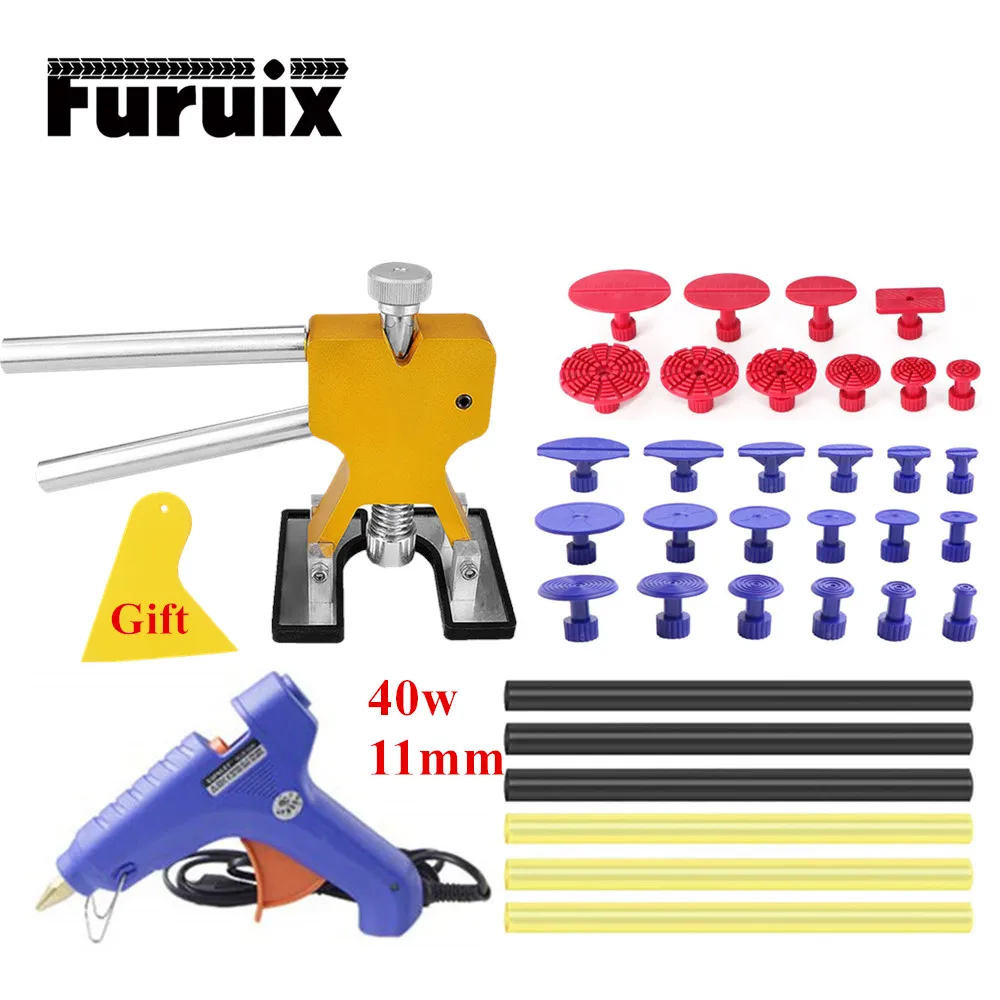 

Tools Kit Car Repair Auto Body Paintless Dent Repair Removal Tool Kits Dent Lifter Puller Hot Melt Glue Gun Glue Tabs