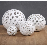 european style hollow ceramic spherical crafts desktop ornaments white round hollow ball tv counter top living room decoration