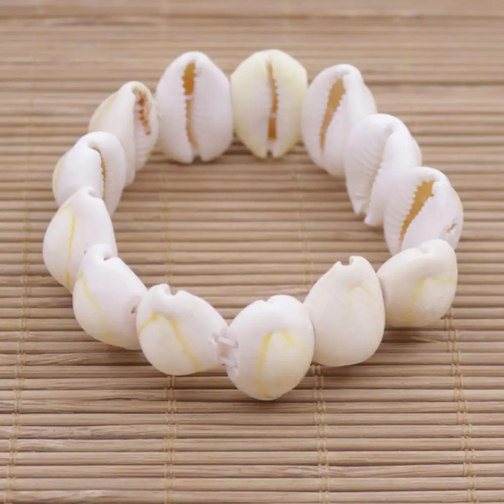 20mm-28mm Free Form Natural Conch Shell Stretch Bracelet 7&quot Jewelry Brown White Beige Choose | Украшения и аксессуары