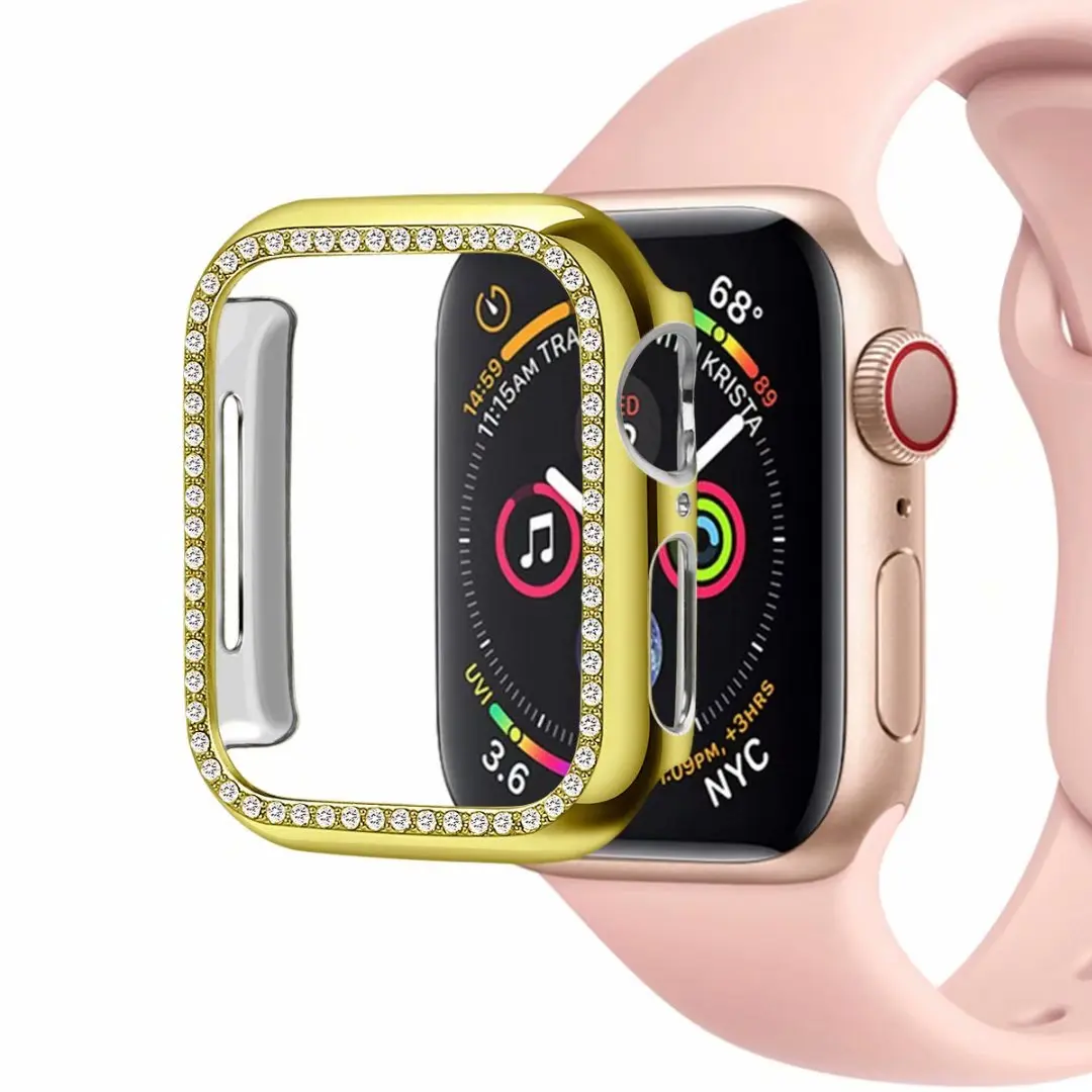 Жесткий чехол из поликарбоната для Apple Watch 4, 5, 40 мм, 44 мм, блестящая Алмазная рамка, защитный бампер для iWatch серии 3, 2, 1, 38 мм, 42 мм, оболочка
