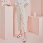 Женские офисные брюки ARTKA, повседневные Прямые брюки до щиколотки с высокой талией и карманами, KA22015X, весна 2021