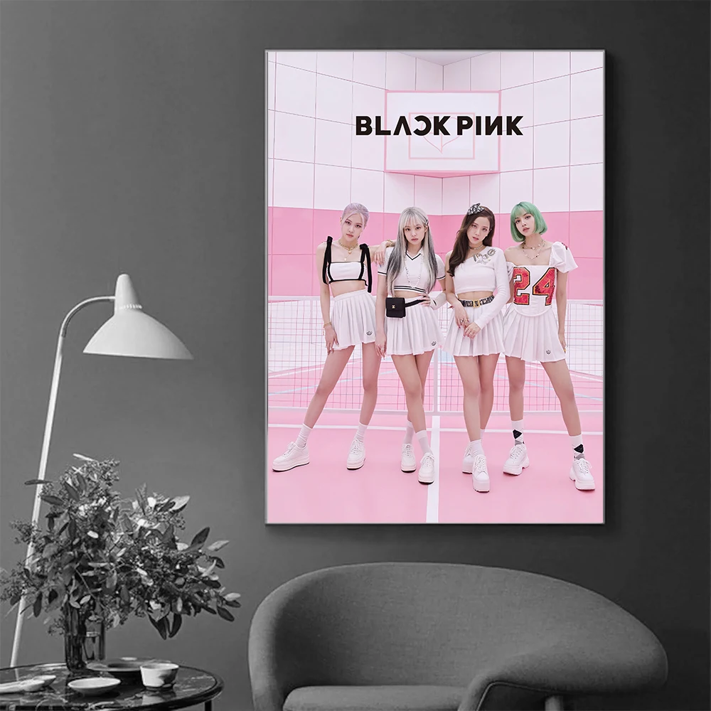 Плакат с изображением группы девушек черный розовый плакат корейские девушки