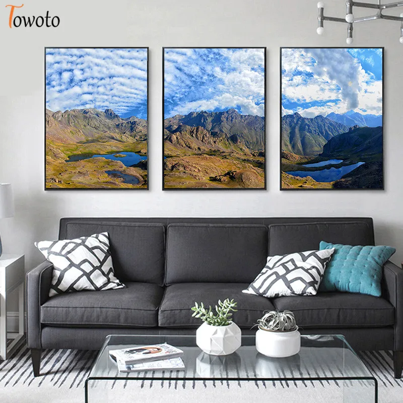 Природа плакат голубое небо Печать Горный пейзаж холст картина современное