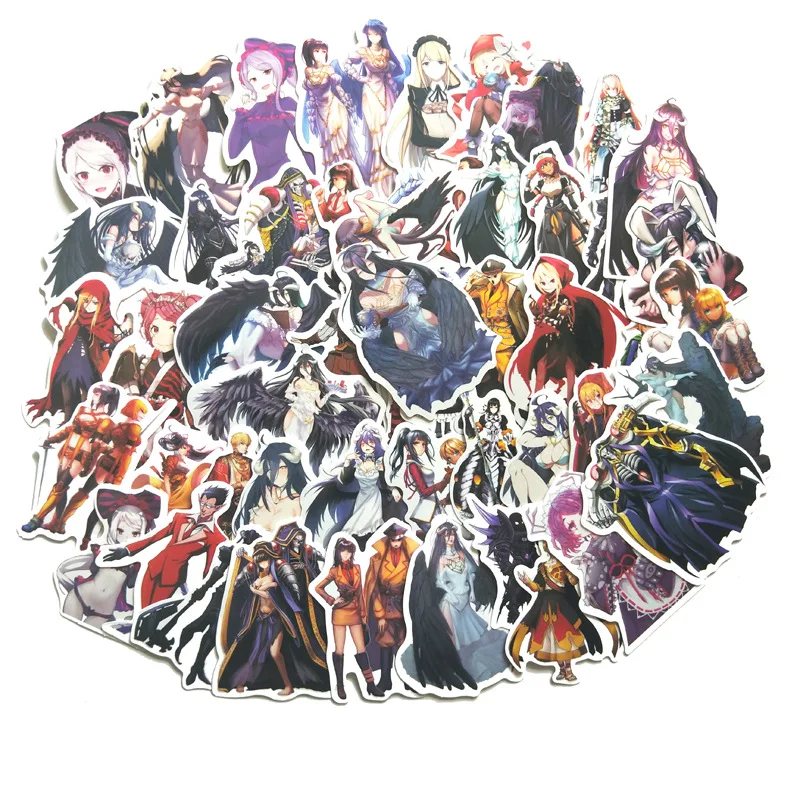 50 Pcs/Lot Anime 2023 cartoon Overlord Stickers For Car Laptop PVC Backpack Home Decal Pad Bicycle PS4 waterproof Decal