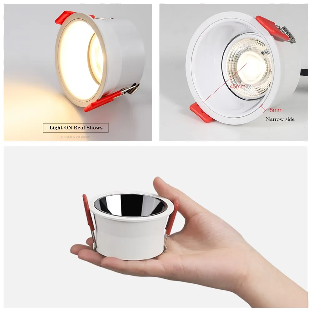 Luz Led redonda profundo Anti-Glare empotrada de techo del Downlight lámpara Led de foco 5W 7W 15W regulable AC110V 220V para sala de estar dormitorio