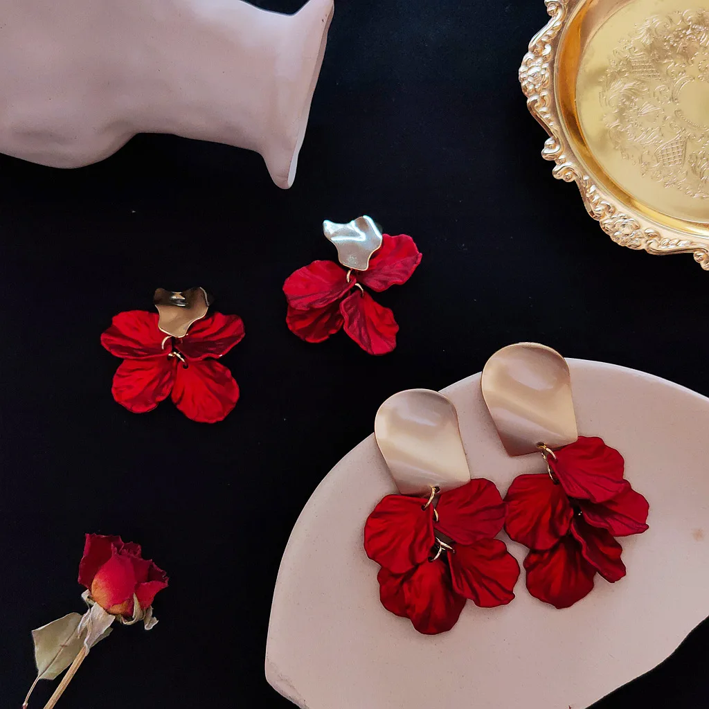 Корейские модные украшения акриловые романтические листья лепестки розы