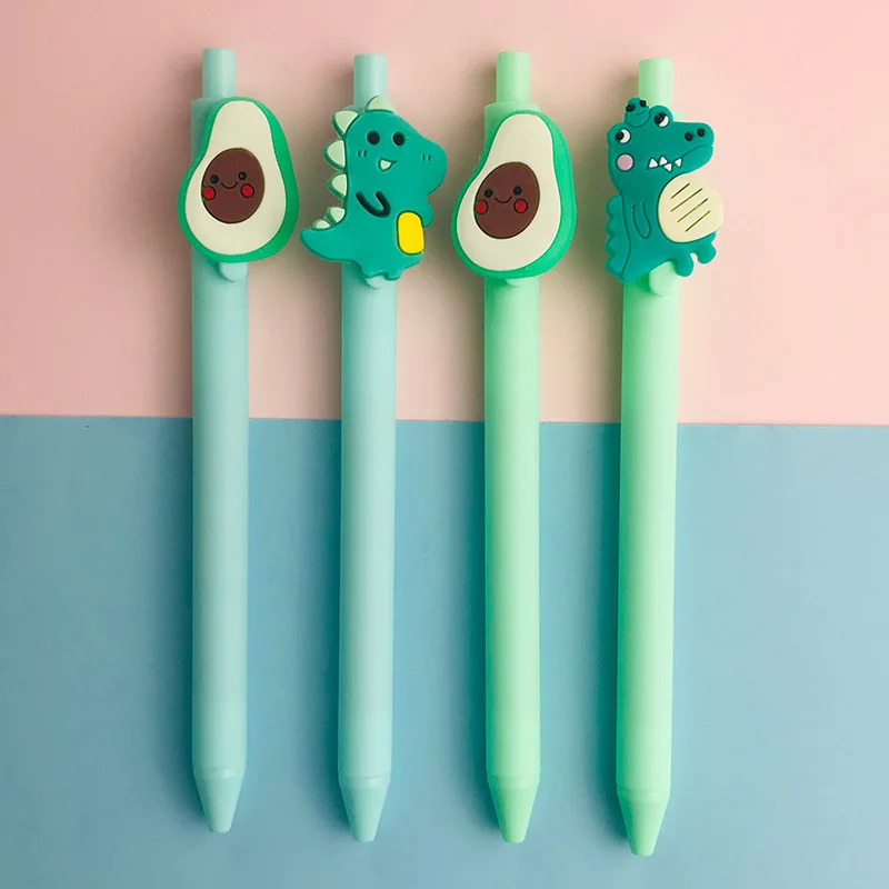 

5PCS Cartoon Macaron Color Retractable Gel Pen Cute 0.5mm Quick-drying Black Ink Retro Pen For School Office Stationery