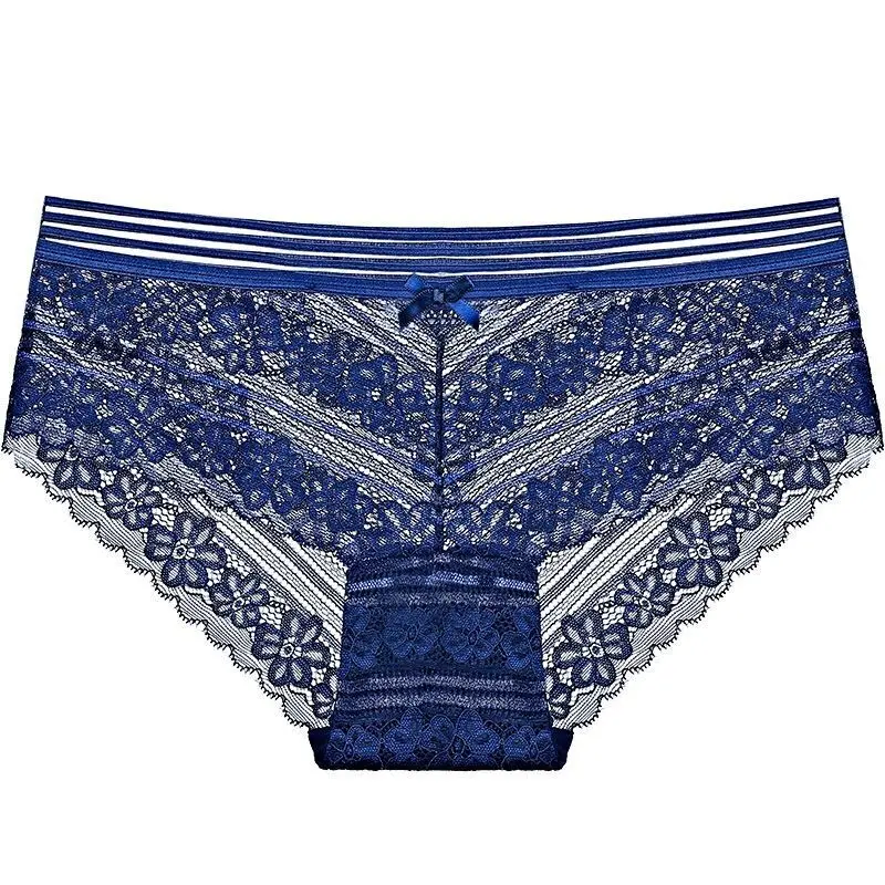 

European and American women's underwear women's cotton hollow sexy low waist lace seamless women's briefs Cotton Nylon Solid