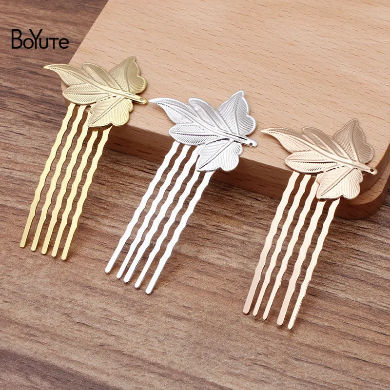 35x65MM Hair Comb BoYuTe(10 шт./лот) 5 зубов металлическая филигрань цветок гребень для волос Тиара Diy Свадебные аксессуары для волос - Цвет: 35x65MM Hair Comb
