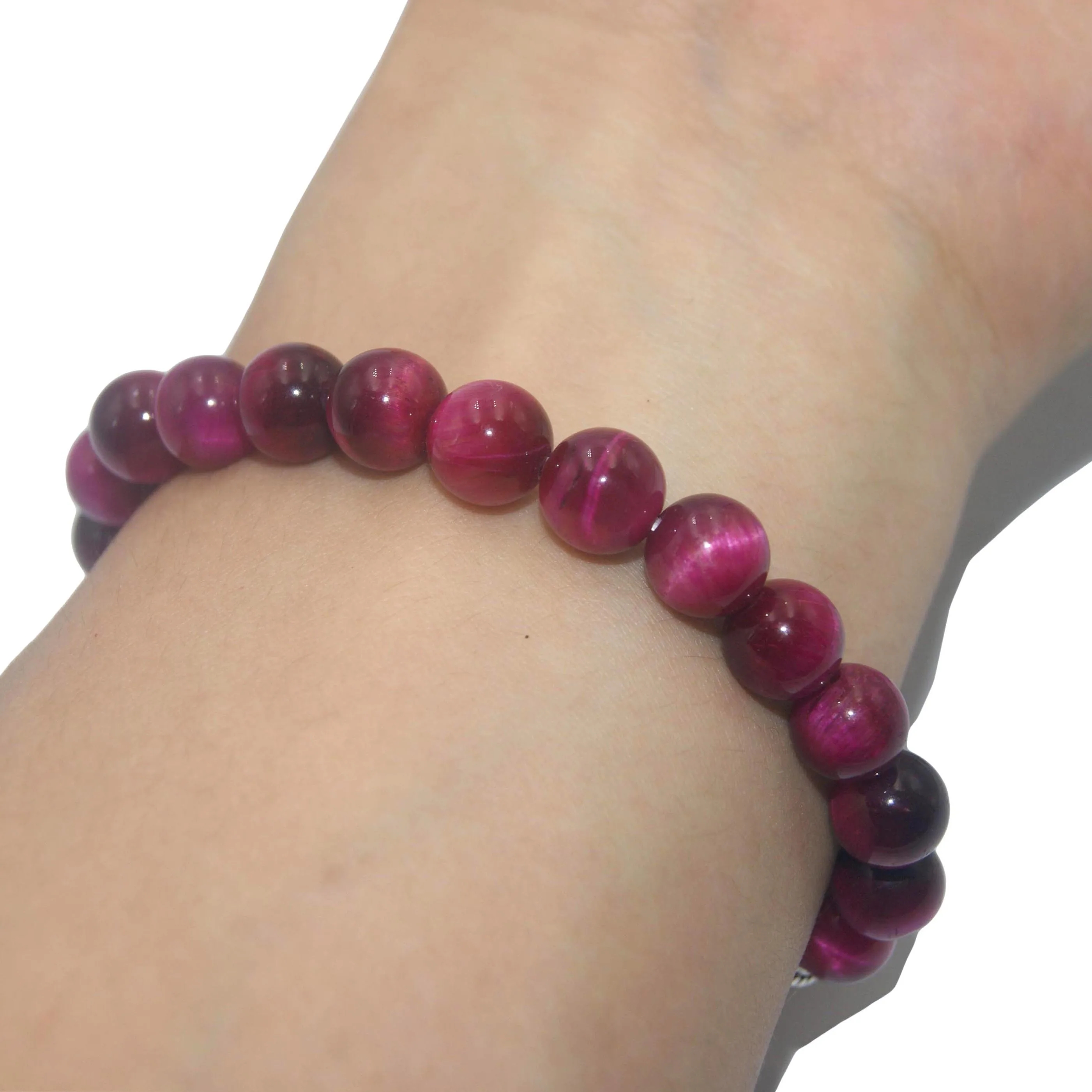 Rose red Tiger eye 6 8 10 мм модный натуральный камень браслет для мужчин тигровый глаз Кристалл Агаты нашли жемчуг Йога стрейч браслет для пары - Окраска металла: Rose red Tiger eye