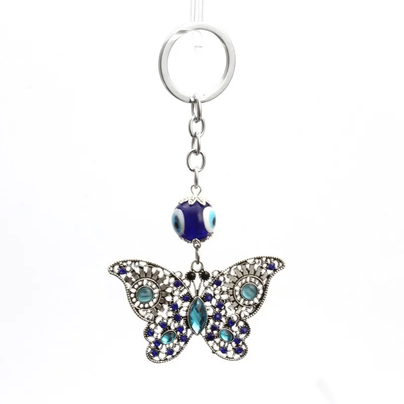 

New blue eye butterfly key chain key pendant Blue Eye Pendant creative devil's eye key chain