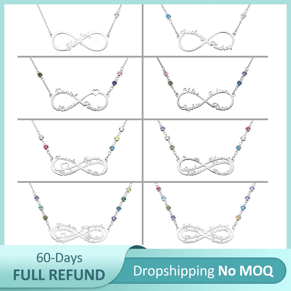 

Uonney Wholesale Personalized Infinity Names Necklace With Birthstone Custom Women Pendant Christmas Valentines Gift Jewelry