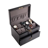 black luxury wooden watch boxes storage organizer box 20 slots wood double layer watch mechanical lock jewelry display case gift