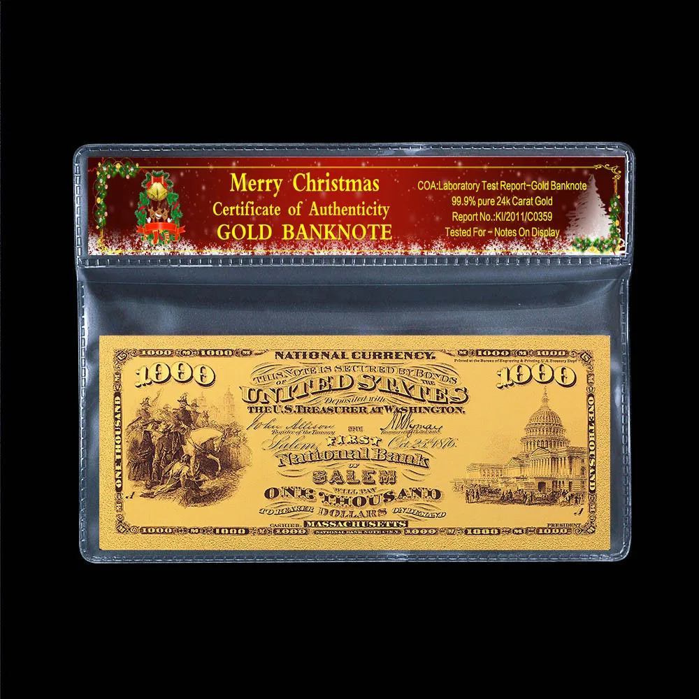 Коллекционная памятная монета 1875 долларов США 1000 банкнот позолоченная