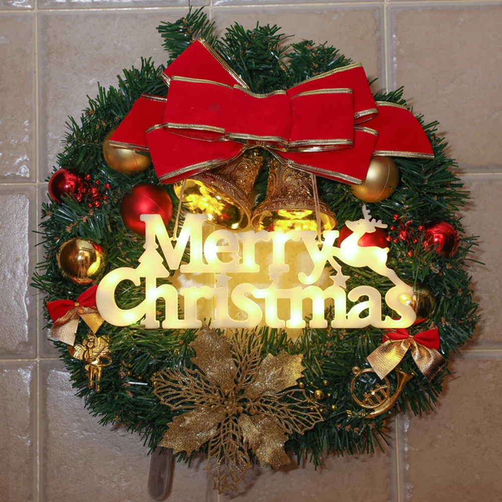 

Merry Christmas Letter Listing LED Lights Fairy Night Lamp Xmas Wreath Ornament Party Home New Year Decoration