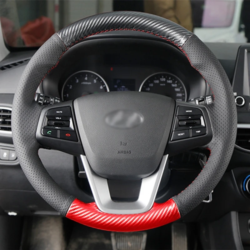 Автомобильные чехлы для руля из углеродного волокна ручной швейный набор Hyundai IX35