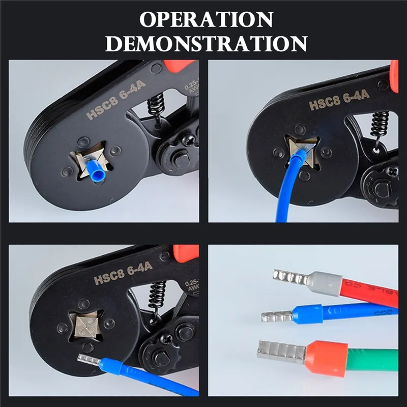 

HSC8 6-4A ferrule Crimping Pliers 0.25-10MM wire crimper tool Wire Stripper Hand Ferrule Crimp set Plier KIT With1200 Terminals
