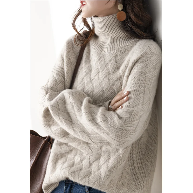 Женский вязаный пуловер с высоким воротником - купить по выгодной цене |