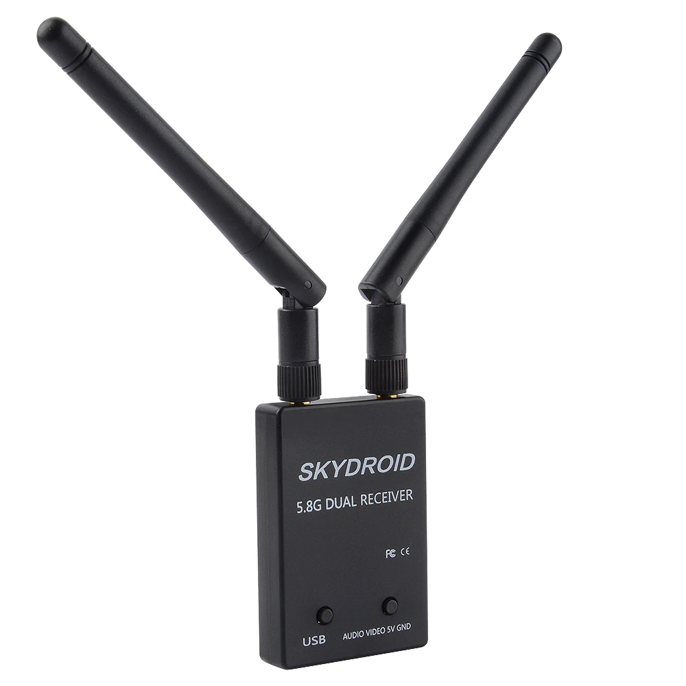 Skydroid UVC двойной антенный приемник управления OTG 5,8G 150CH полный канальный FPV приемник W/аудио для Android смартфонов - Цвет: Black