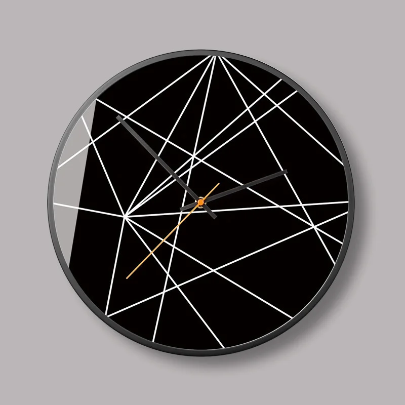

Abstract art wall clock geometric line fashion creative living room bar restaurant quartz clock wholesale