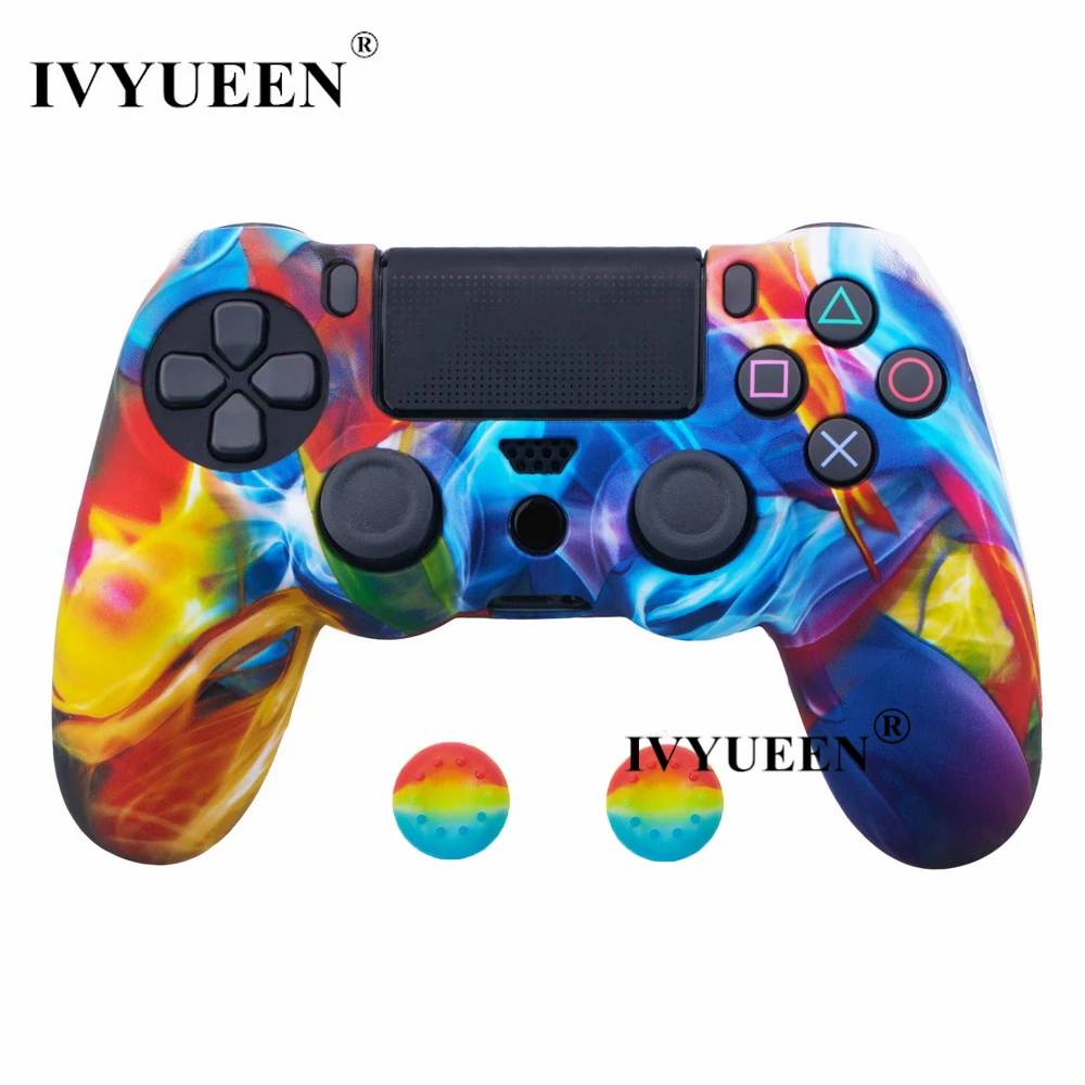 IVYUEEN для sony Dualshock 4 PS4 DS4 Slim Pro контроллер силиконовый камуфляжный чехол защитная кожа+ ручка для большого пальца колпачки для Play Station 4