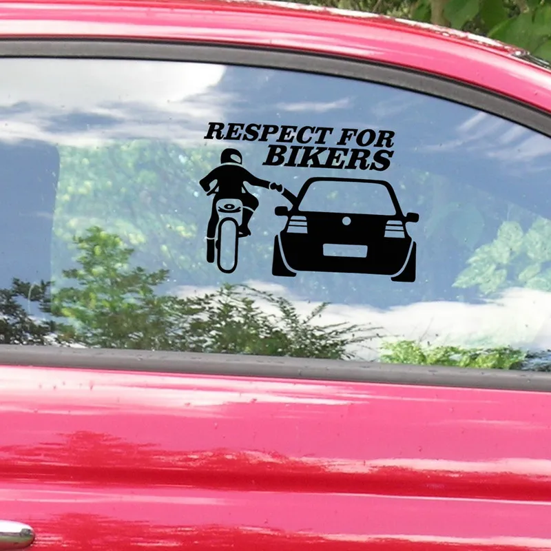 

Car Stickers Respect Bikers Removable Decals Auto Decoration Funny Motorcycle Styling Vinyl Waterpoof Personalise Accessories