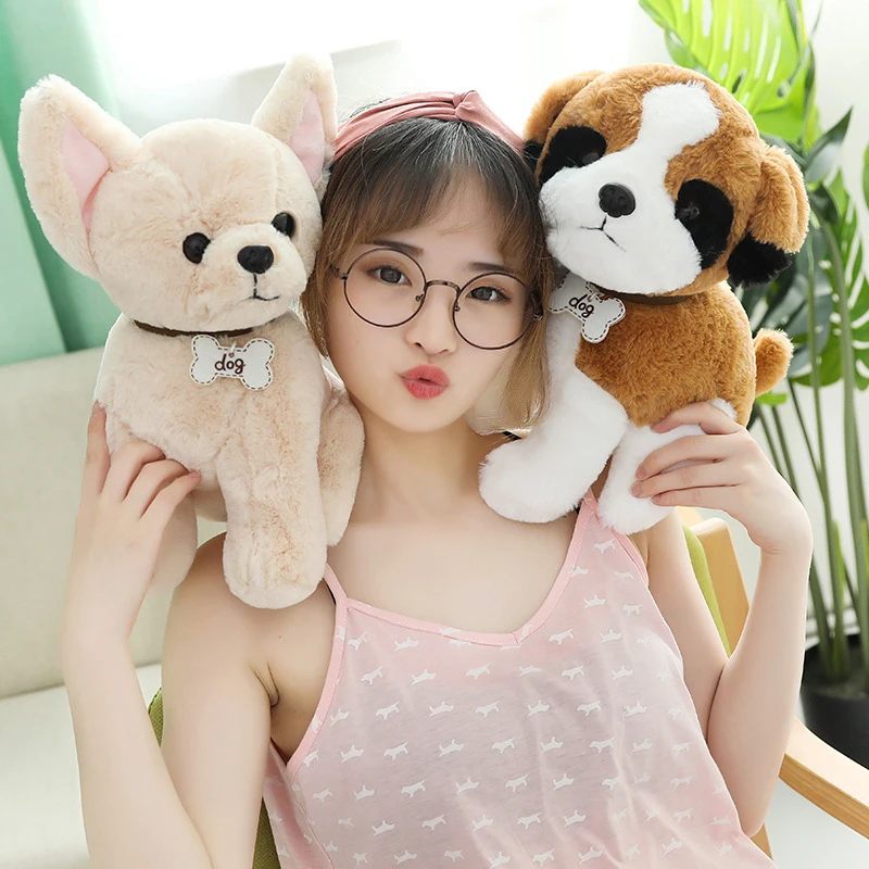 Hcdtoy 20-40CM Cute Kawaii Husky Chihuahua Corgi Teddy Dog Pug Filled Animal Simulation Plush Toy Doll Kids' Birthday Gifts | Игрушки и