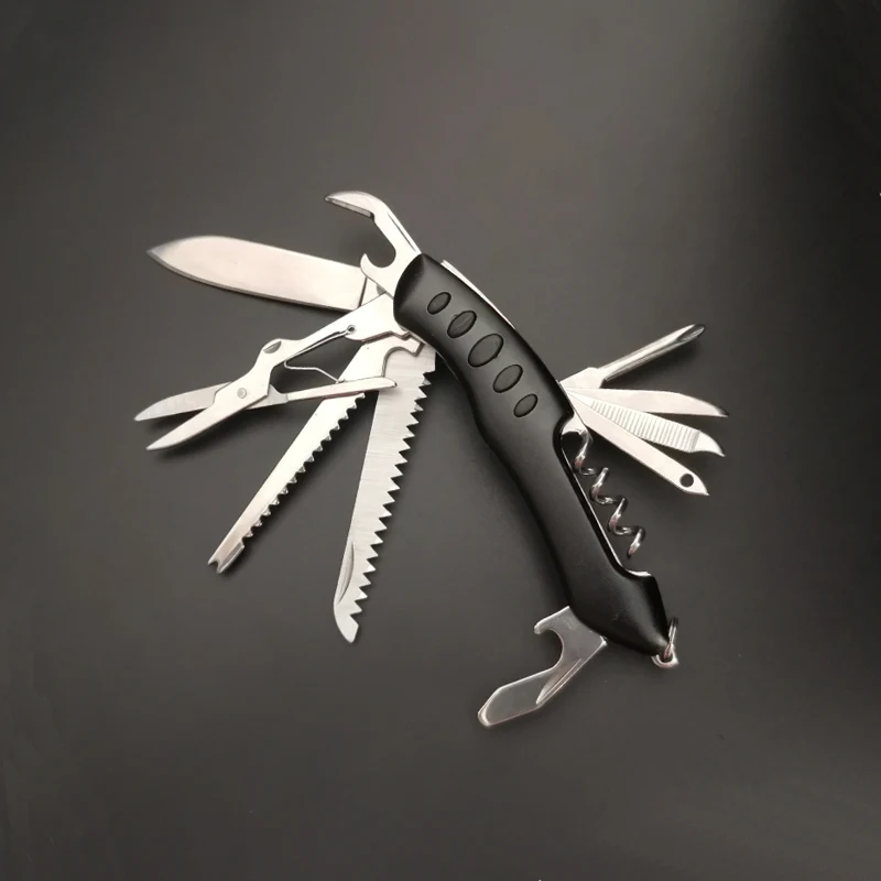 SK005-black Походный нож для выживания 15 в 1 из нержавеющей стали, швейцарский Многофункциональный складной нож, наружные карманные ножи - Цвет: SK005-black