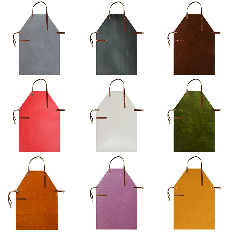 

E15B Leather Work Apron for Men Women Waterproof Heavy Duty Chef Cooking Aprons for Kitchen BBQ Grill Floral Artist Coffee Shop