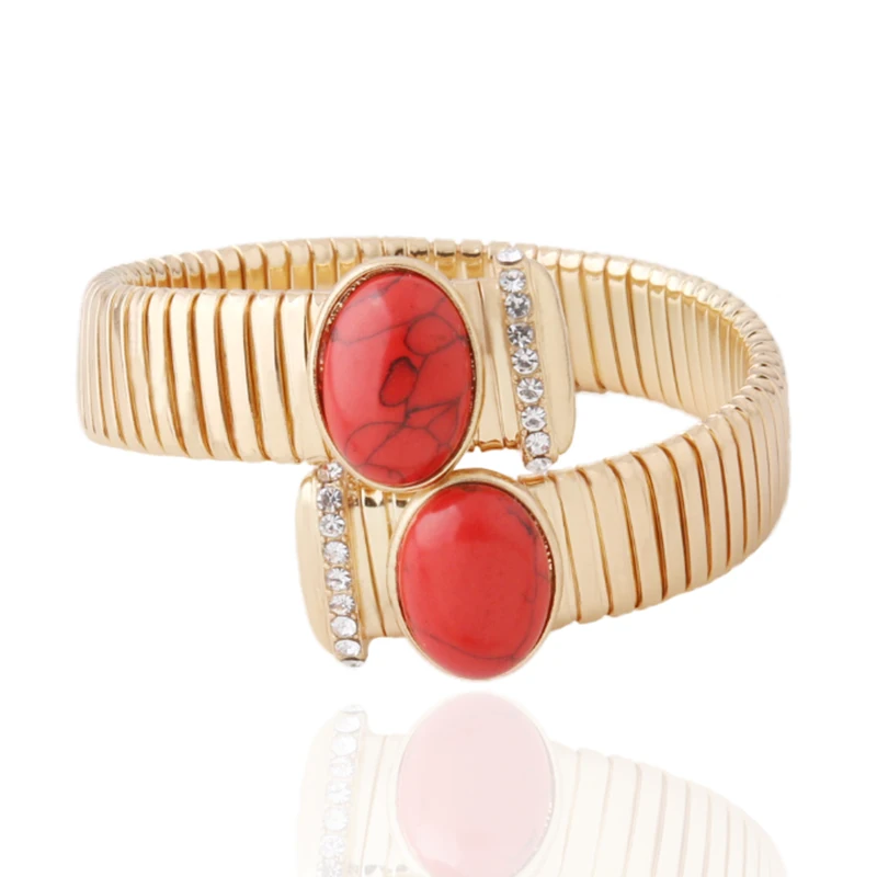 

NeeFuWoFu Spring Bracelet Bangles Exaggeration Set Chains Madera Coral Red European and American rhinestone chain Factory jewelr