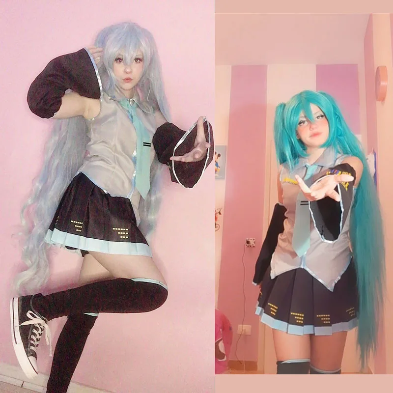 Костюм для косплея Вокалоида костюм студентов плиссированная мини-юбка нарядное