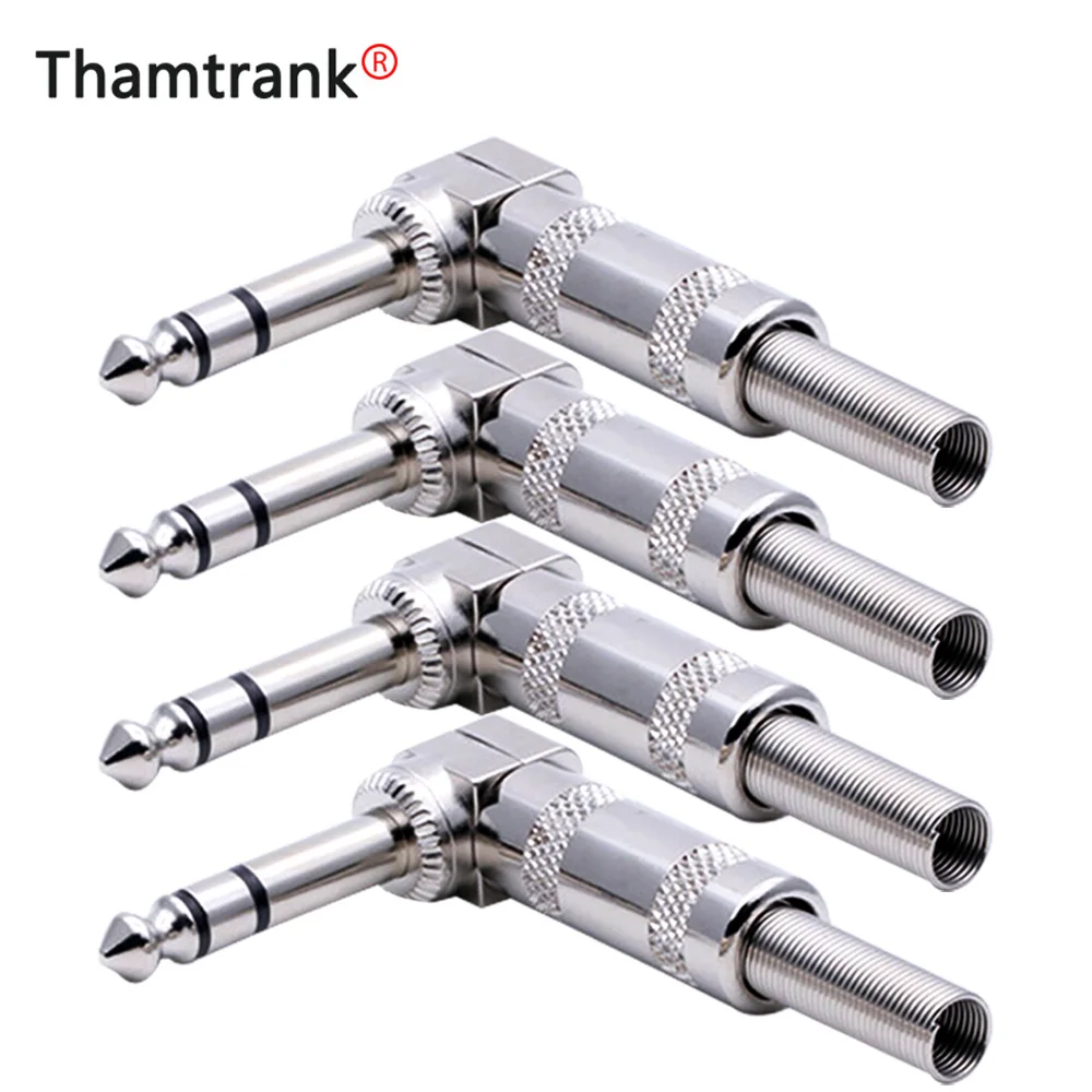 10 stücke 14 rechtwinklig stecker 6 ecken mit frühling 635mm männlichen stereo stecker anschluss 63 mm jack stecker für elektr